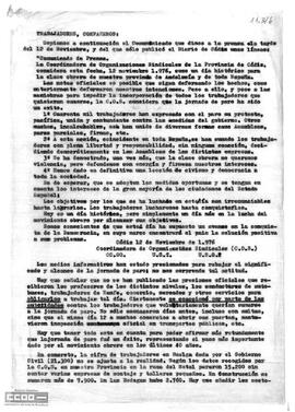 Informe de la COS de Cádiz sobre la incidencia de la jornada de huelga en la provincia de Cádiz