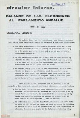 “Balance de las elecciones al Parlamento andaluz”. Circular interna del Comité Nacional [del Movimiento Comunista de Andalucía]