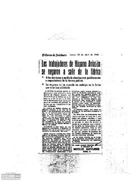 “Los trabajadores de Hispano Aviación se negaron a salir de la fábrica”. El Correo de Andalucía.