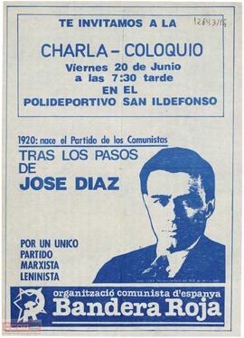 “Te invitamos a la charla coloquio... en el polideportivo San Ildefonso...”