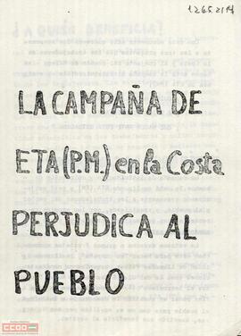 “La campaña de ETA-PM en la costa perjudica al pueblo”. Llamamiento del Comité Provincial de Málaga de la OCE (Bandera Roja) a la creación de un frente común contra los planes del Gobierno