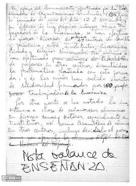 Nota balance de Enseñanza