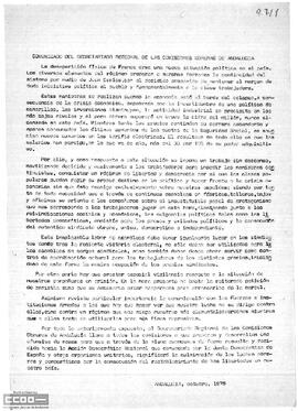 Comunicado del Secretariado Regional acerca de la nueva situación política tras la muerte de Franco.