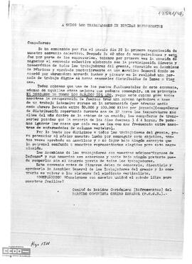 Comunicado del Comité de Bebidas Carbónicas del PCOE a todos los trabajadores de bebidas refrescantes sobre la inclusión en el convenio del descanso de los sábados.