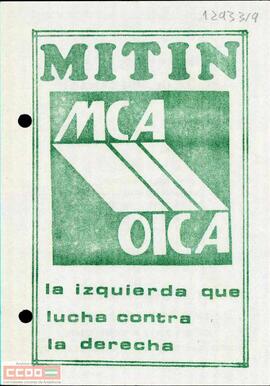 “Mitin MCA-OICA: la izquierda que lucha contra la derecha”
