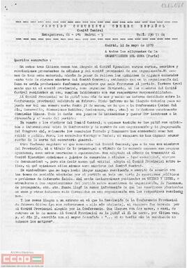 Carta del Comité Ejecutivo del PCOE a los militantes de la organización del Sena (París) en la que se plantean los problemas en dicha organización.