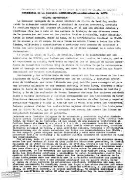 Comunicado de la Delegada de la Unión Sindical de CC.OO. de Sevilla sobre la situación sociolaboral y sindical de la provincia.