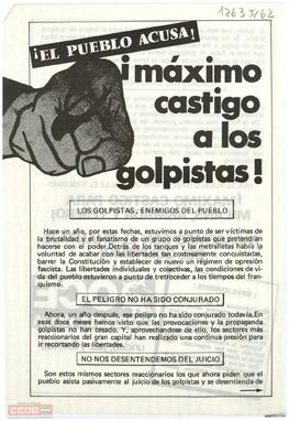 “¡Máximo castigo a los golpistas! ¡El pueblo acusa!”. Llamamiento de la OCE (BR) a la movilización en torno al 23-F