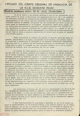 “Nuestra posiciones acerca de la Junta Democrática”. Circular del Comité Regional de Andalucía de la Organización Comunista de España (Bandera Roja)