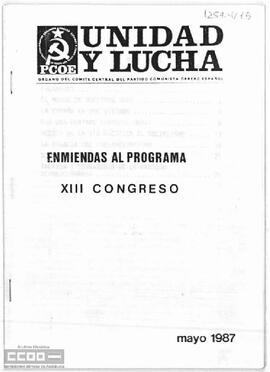 Unidad y Lucha. “Enmiendas al programa. XIII Congreso PCOE”.