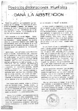 “Pese a las declaraciones triunfales gana la abstención”. Análisis de los resultados de los  referendos sobre los  estatutos de autonomía de Cataluña y País Vasco. PCOE.