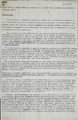 “Notas para el  debate sobre el carácter de la lucha por la autonomía en Andalucía”