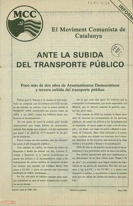“Ante la subida del transporte público: informe”