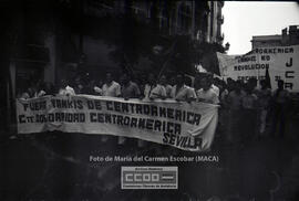 Manifestación en defensa de Nicaragua celebrada en junio de 1983