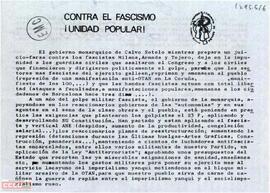 “Contra el fascismo ¡unidad popular!”. Llamamiento del Comité de Catalunya del PCE (m-l) y del Comité de Catalunya de la JCE (m-l) a la unidad de clase y popular contra el fascismo y el imperialismo