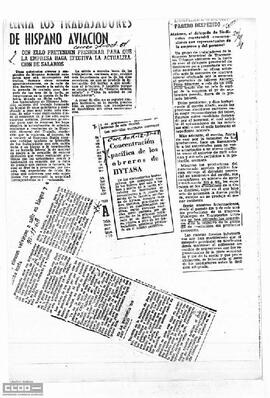 Recortes de prensa sobre la conflictividad en Hispano Aviación y Hytasa.