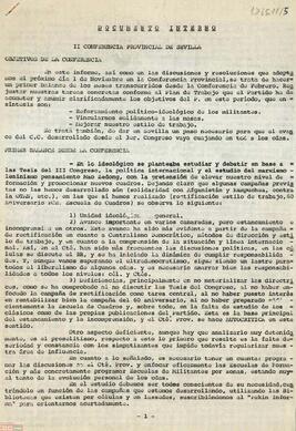 Informes del Responsable Político y del Responsable Organizativo para la II Conferencia Provincial de Sevilla de la [OCE (Bandera Roja)]