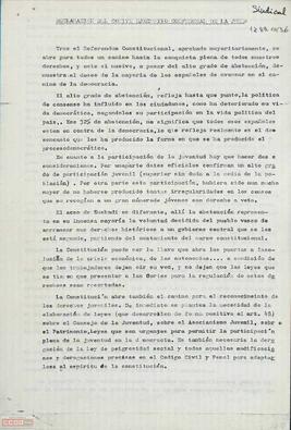 Declaración del Comité Ejecutivo Confederal de la Joven Guardia Roja de España sobre el futuro gobierno tras la aprobación de la Constitución