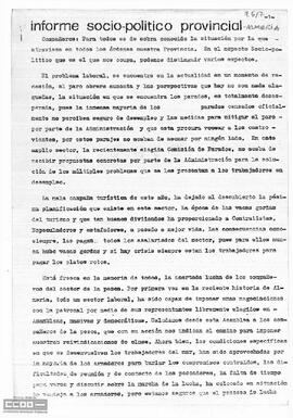 Informe socio-político, económico y político. Presentado por Almería.