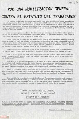 “Por una movilización general contra el Estatuto del Trabajador”. Llamamiento del Comité Provincial de Málaga de la OCE (Bandera Roja) y de otras organizaciones a la realización de  todo tipo de acciones contra el Estatuto