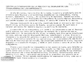 “Contra la intervención de la policía y el desalojo de los trabajadores de las empresas”. Comité Nacional de Catalunya de la LCR