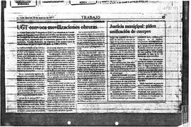 “UGT convoca movilizaciones obreras”. Recorte de prensa. El País
