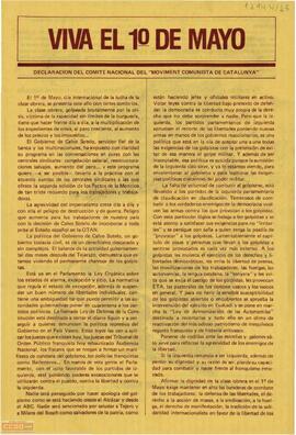 Viva el 1º de mayo”. Declaración del Comité Nacional del Moviment Comunista de Catalunya