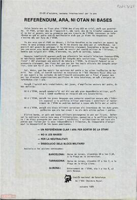 “Referèndum, ara, ni OTAN ni bases”. Declaración del Comitè Nacional de Catalunya de la OCE (Bandera Roja) a favor de las jornadas de movilización para exigir un referéndum