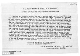 Comunicado del Comité Provincial de Sevilla del PCOE sobre la necesidad de la creación de un Frente Democrático y Revolucionario.
