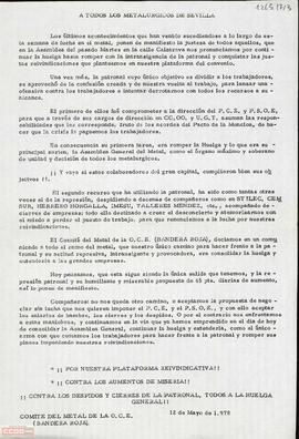 Comunicado del Comité del Metal de la OCE (Bandera Roja) sobre la huelga