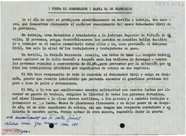 “¡Fuera el Gobernador! Basta ya de represión”. Llamamiento del Comité Provincial de Sevilla del  Movimiento Comunista de Andalucía para continuar con la lucha