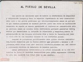 Comunicado del Comité Provincial de Sevilla de la OCE (Bandera Roja) sobre las detenciones con motivo de la Conferencia de Seguridad y Cooperación Europea