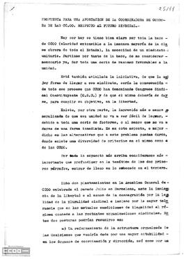 Propuestas de las Comisiones Obreras de Córdoba sobre el futuro sindical.