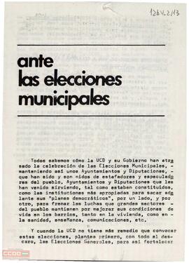 “Ante las elecciones municipales”