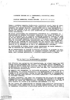 Proyecto Informe de la conferencia provincial anual del Partido Comunista Obrero Español (Sevilla).