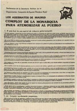 “Los asesinatos de Madrid: complot de la Monarquía para atemorizar al pueblo”