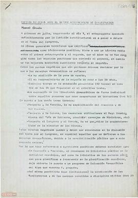 Valoración del [PTE] al anteproyecto constitucional