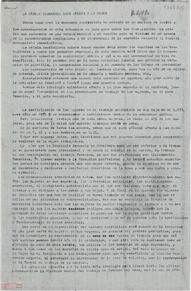 “La crisis económica como afecta a la mujer”. Estudio de la Comisión de la Mujer del Comité Provincial de Sevilla de la [OCE (Bandera Roja)]