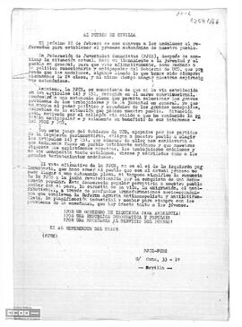 Llamamiento de la Federación de Juventudes Comunistas y del PCOE para que se vote afirmativamente en el referéndum del 28 de febrero.