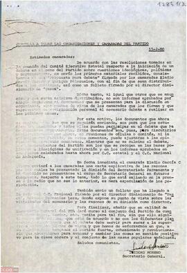 Circular de Isidoro Moreno, Secretario General del [PTA], remitiendo documentación.