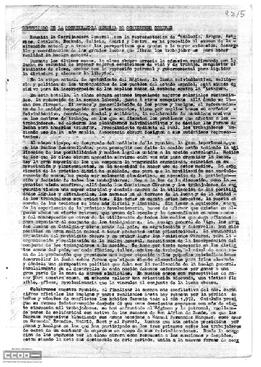 “Comunicado de la Coordinadora General de Comisiones Obreras”. Sobre la situación política y la coordinación de las luchas de los trabajadores.