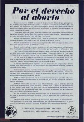 “Por el derecho al aborto”. Declaración del Moviment Comunista de Catalunya