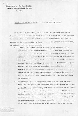 Comunicado de la Confederación Sindical de CCOO