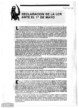 “Declaración de la LCR ante el 1º de mayo”