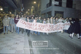 Manifestación en defensa de Nicaragua celebrada en noviembre de 1984