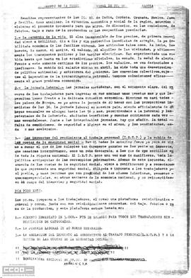 Comunicado de la Coordinadora Regional sobre la propuesta de crear una plataforma reivindicativa general y común para todos los trabajadores.