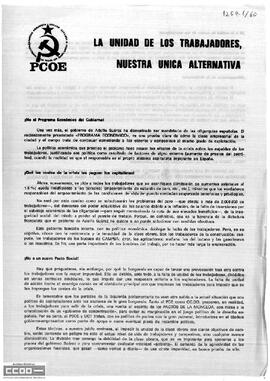 “La unidad de los trabajadores, nuestra única alternativa”. Declaración del Comité Ejecutivo del PCOE.