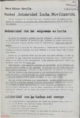 “Para salvar Sevilla: unidad, solidaridad, lucha, movilización”. Declaración del Comité Provincial de Sevilla de la LCR