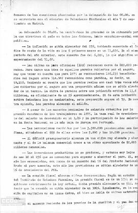 Resumen de reunión entre Comisiones Obreras y el ministro de Relaciones Sindicales