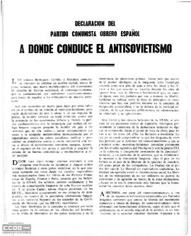 “A donde conduce el antisovietismo”. Declaración del PCOE.